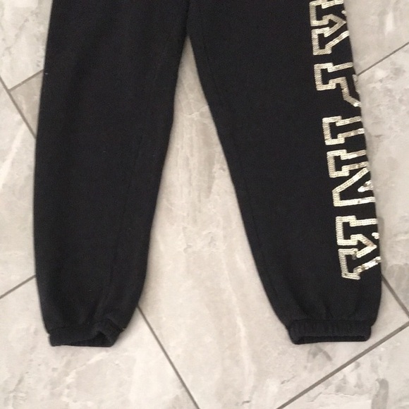 PINK VS Women Sequins Embroidered Logo Black Sweatpants | XS - Picture 8 of 11